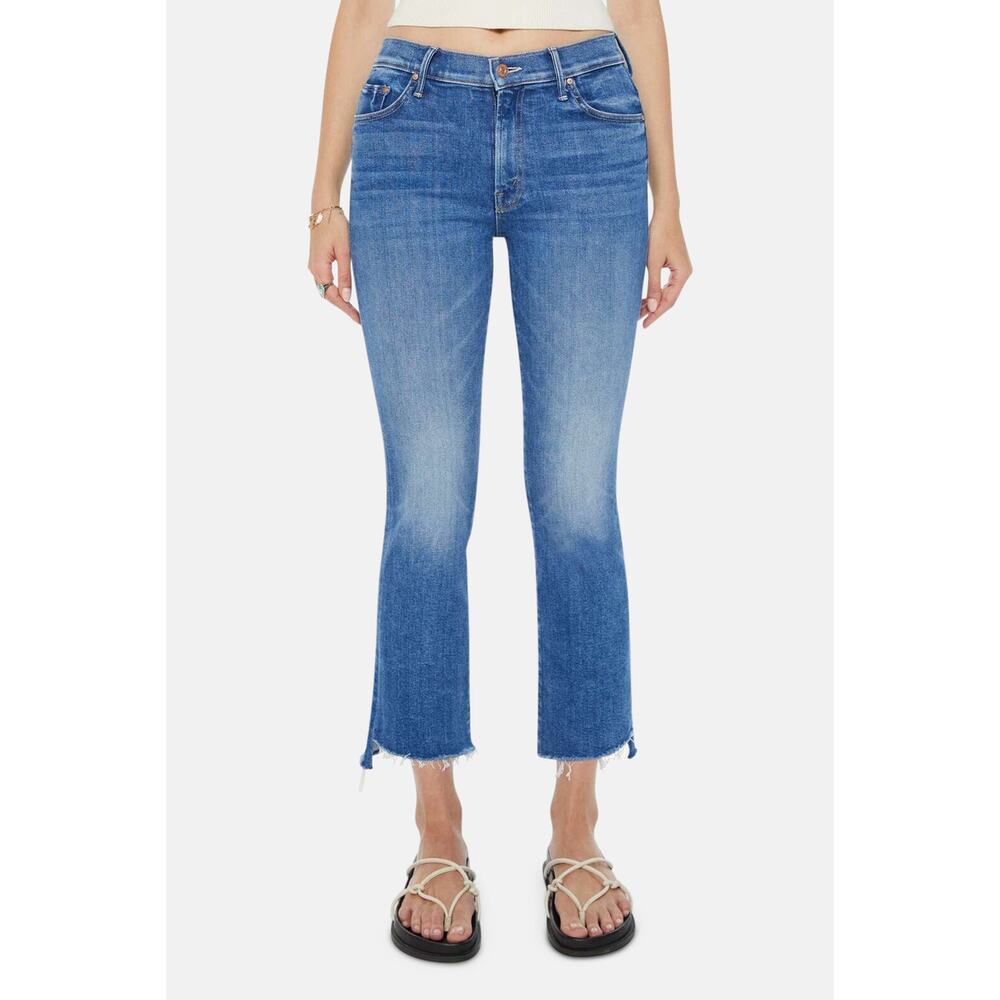 MOTHER‎ Insider Crop Step Fray Hem Bootcut Jeans Different Strokes Blue 25